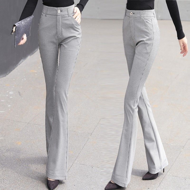 high waisted plaid flare pants