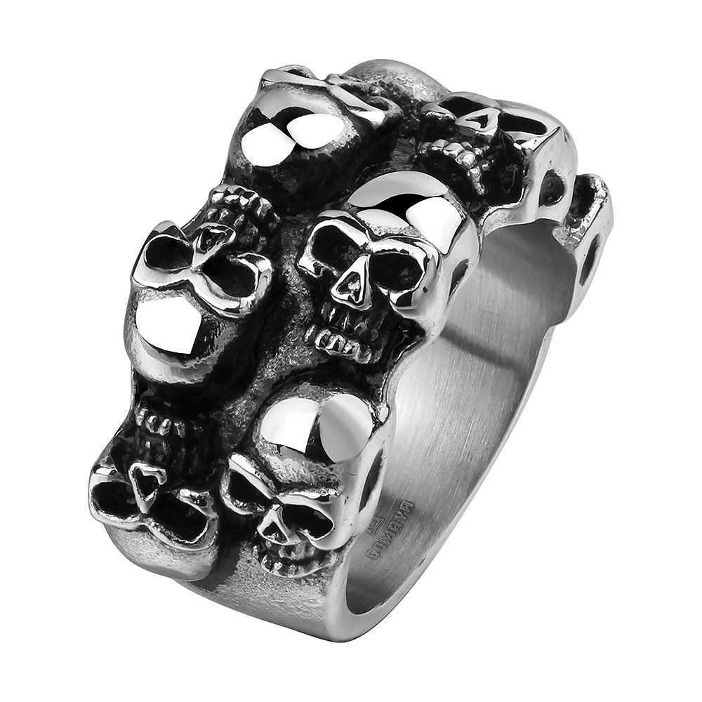 Hot Sale Gothic Skull Carved Big Biker Rings Mens Anti Silver Retro Punk Rings For Men S Fashion