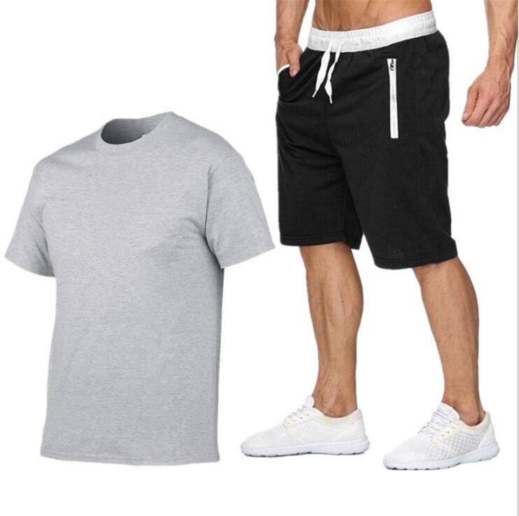 Mens Summer Tracksuit Set Jogging Sportswear Athletic Casual T-Shirt Shorts Suit
