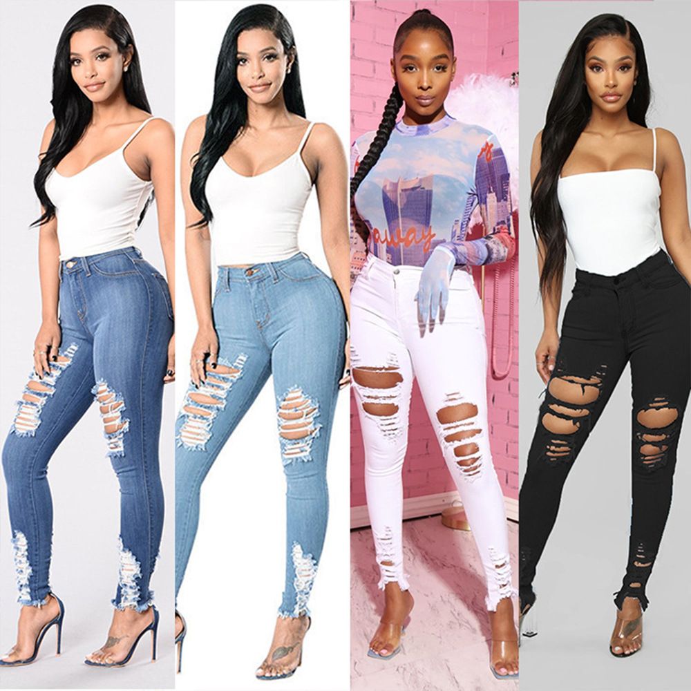 Compra Moda Otoño Club Estilo Mujeres Jeans Rasgados Agujeros Chicas  Pantalones Estiramiento Tela Delgada Vintage Novio Jeans Para Mujer Barato  | Entrega Rápida Y Calidad | Es.Dhgate