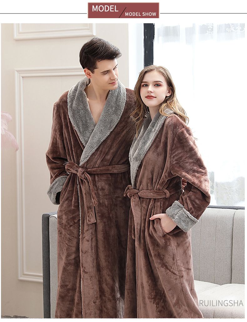 Long Flannel Bathrobe Kimono 