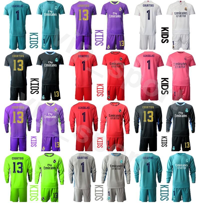 2021 Kids Real Madrid Long Sleeve Goalkeeper Thibaut Courtois Youth Iker Casillas Soccer Jerseys Set Goalie Navas Paco Buyo Football Shirt Kits From Vip Sport 12 24 Dhgate Com