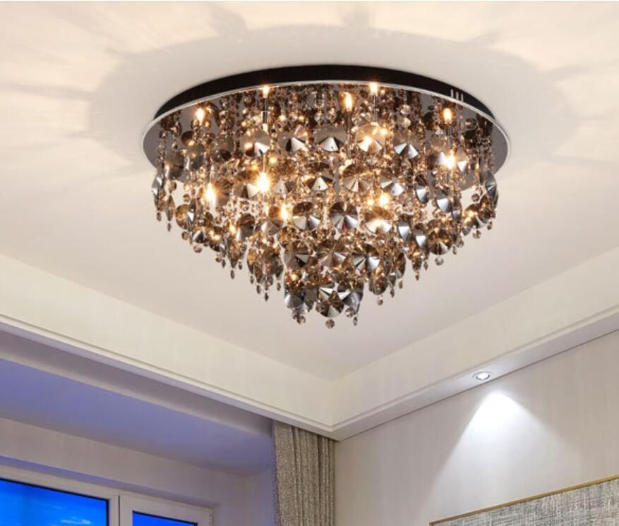 Techos LED lámpara péndulo textil cristal residenciales ess habitación colgando lámpara negro 