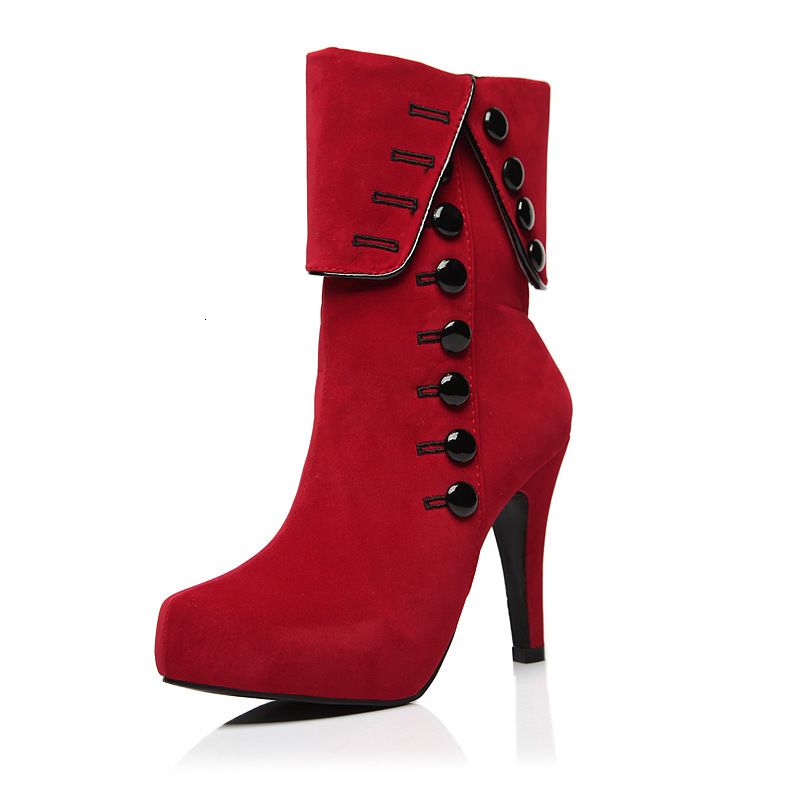 Acquistare Stivaletti Delle Donne Stivali Alti Tacchi Alti Moda Scarpe Rosse  Donna Piattaforma Flock Fibbia Inverno Stivali Invernali Scarpe Da Donna  Femminile. GGX 012. Economico | Consegna Veloce E Qualità | It.Dhgate