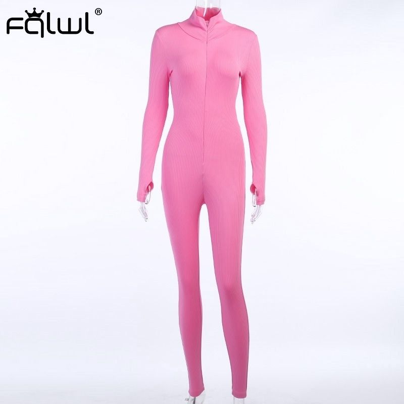 Lange Jumpsuit-Pink-L