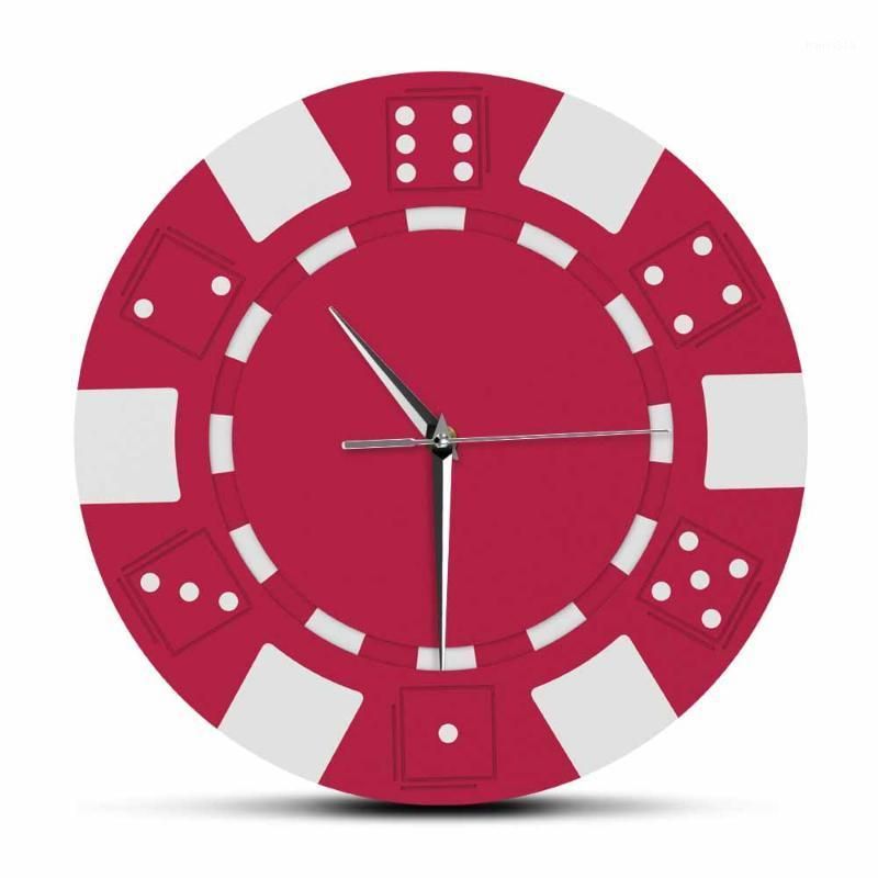 Colorful Casino Chips Printed Acrylic Large Wall Clock Las Vegas Games