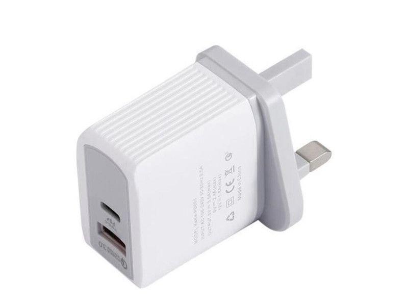 PD Type C 18W Charger With QC3.0 Adaptive Fast Charging USB Mobile Phone Charger Dual Port Wall