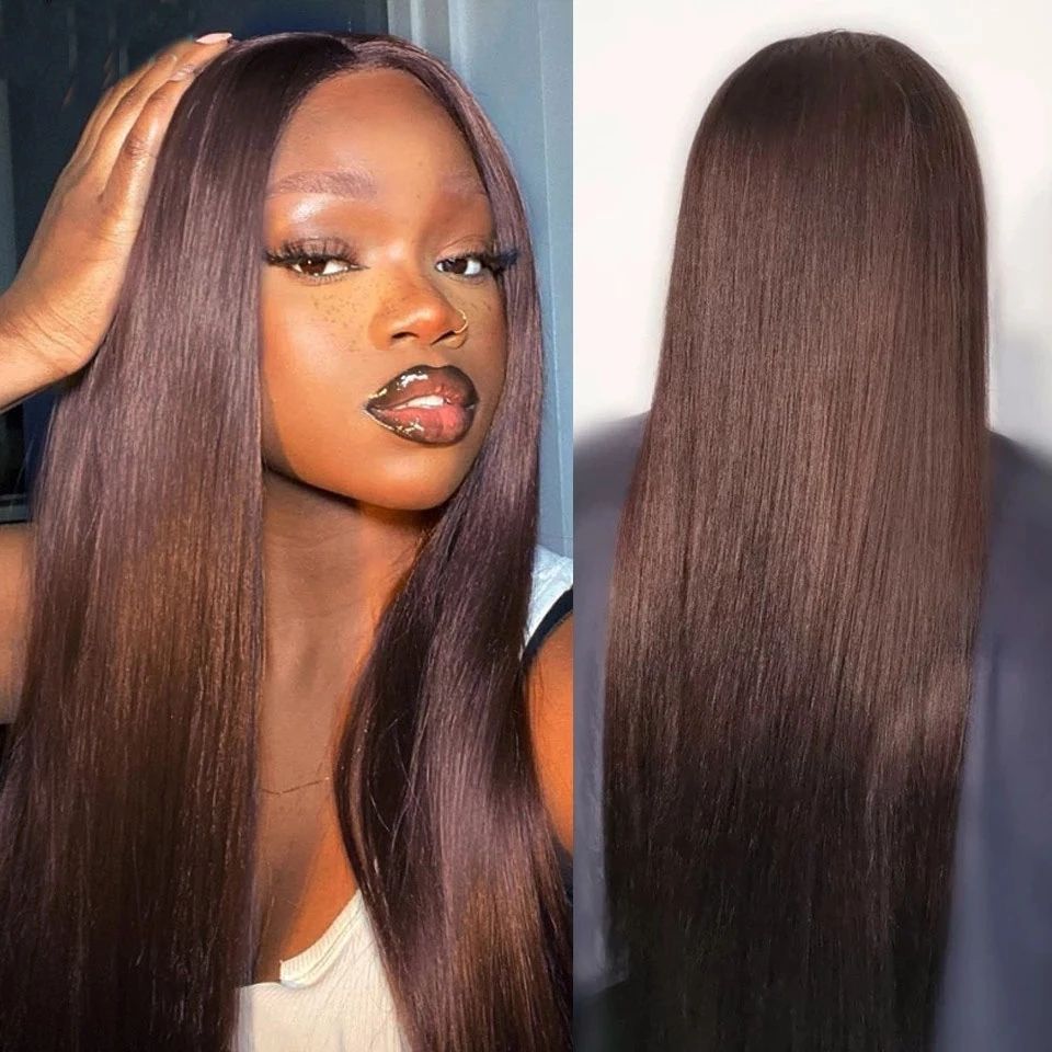 Dark Chocolate Brown Bone Straight U Part Wigs Middle Open 100% Human Hair Wig Peruvian V Shape Full Machine Made 30Inch Dark Chocolate Brown Bone Straight U Part Wigs Middle Open 100% Human Hair Wig Peruvian V Shape Full Machine Made 30Inch