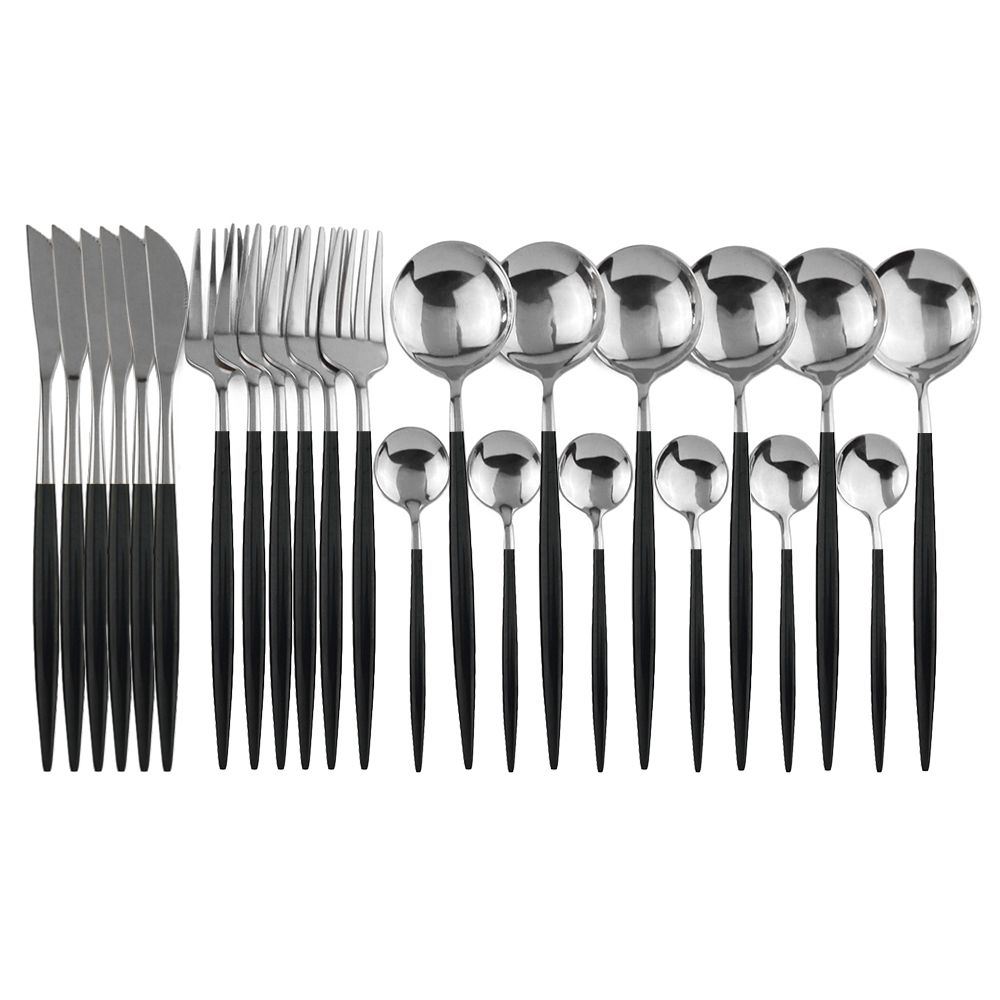 24pcs svart silver