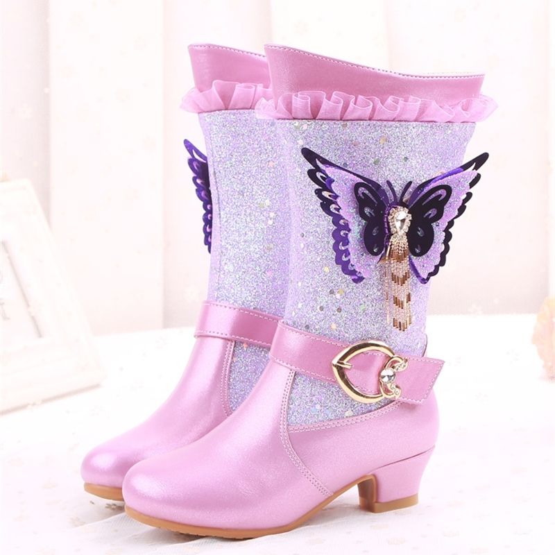 Compra Niñas De Invierno Tacones Altos Bota De Nieve Moda Felpa Niños  Vestido Botas Brillo Princesa Cuero Medio Becerro Cálido Niños Mariposa  Botas Y200104 Barato | Entrega Rápida Y Calidad | Es.Dhgate