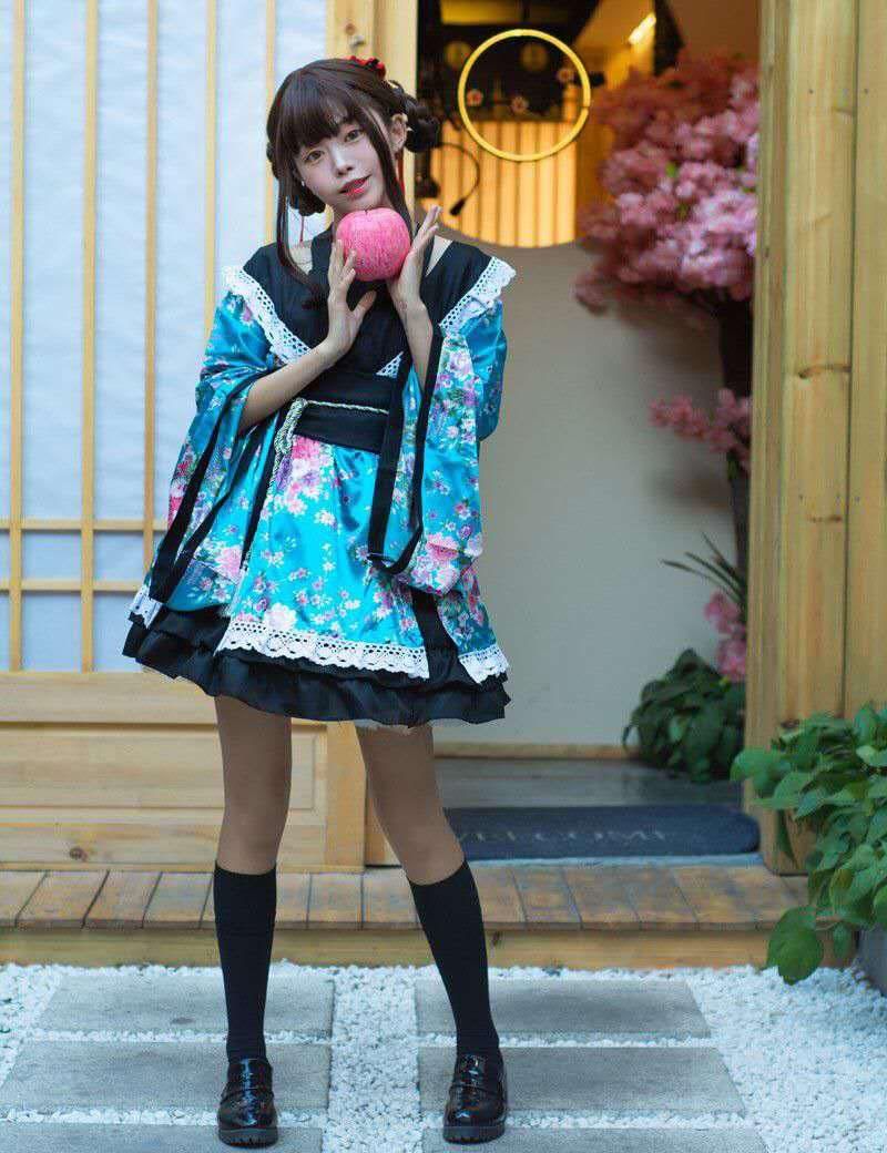 étnica Moda japonesa Mujeres Mostrar disfraces Pastel Ropa Kawaii Mujer Anime Summer Cosplay
