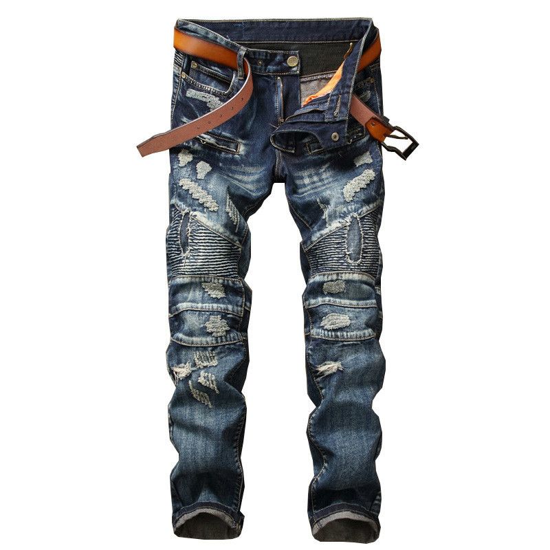 Compra Dropshipping Motocicleta Hombre Nuevo Raro Hombres Classic Slim Fit  Cotton Denim Zippers Biker Personalidad Hombres Azules Jeans Barato |  Entrega Rápida Y Calidad | Es.Dhgate