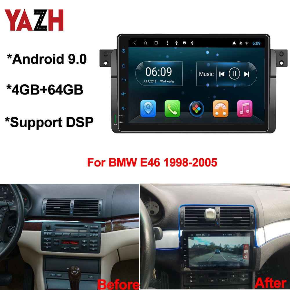 Android 9.0 Coche DVD para BMW E46 M3 318/320/325/330/335 Rover 75 Android AUTORADIO AUDIO STEREO 9.0 "Pantalla NAV