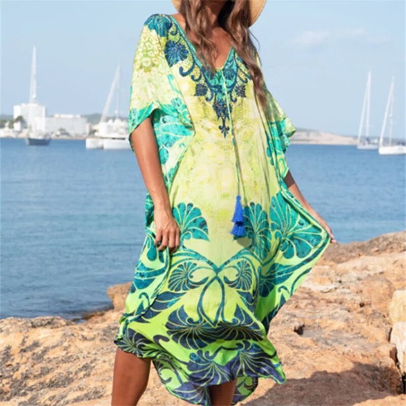 Koop Plus Size Kaftan Tuniek Vrouwen Zomer Beachwear Badpak Cover Up Dames Bohemian Jurk Robe De Plage Sarongs Pareo Y200708 Goedkoop | Levering En Kwaliteit | Nl.Dhgate