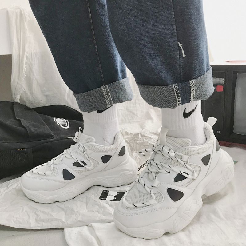 Women Chunky Sneakers Platform White Vulcanized Shoes Woman Lace Up Korean Fashion Ladies Sports 