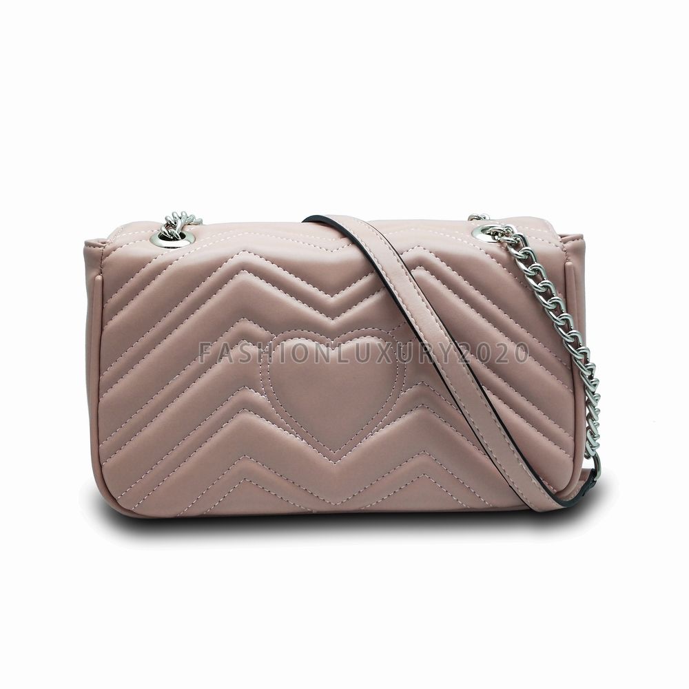 Pink bag with silver chain