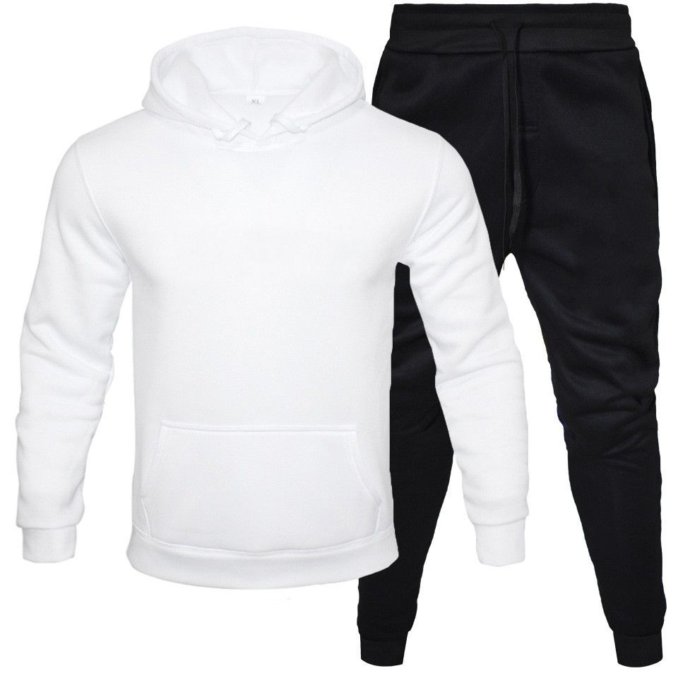 Hoodie blanc + pantalon noir