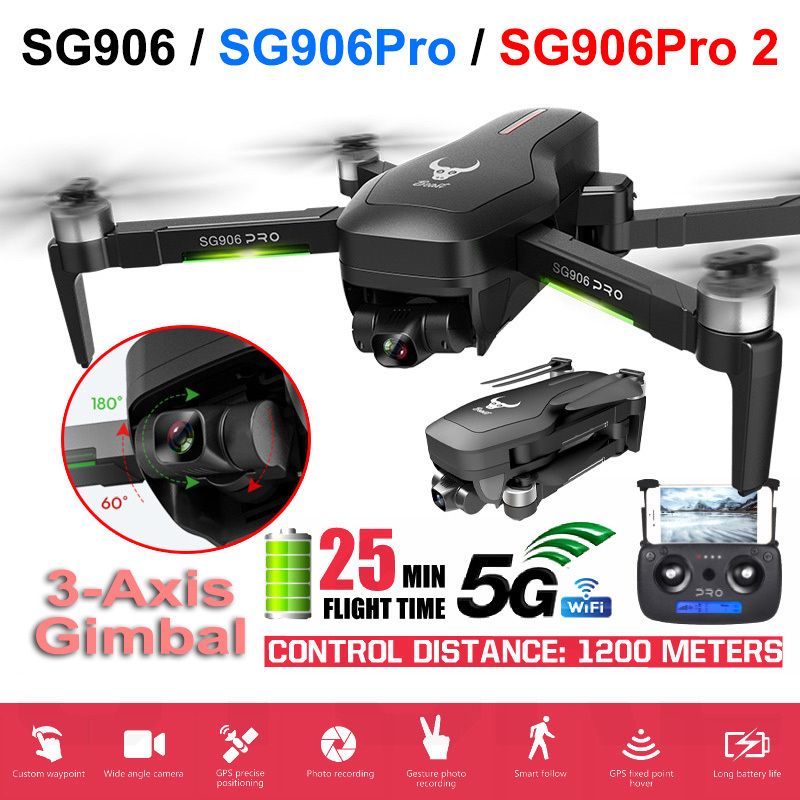Drone SG906 / SG906 Pro 2 GPS com 3 eixo auto-estabilizador Gimbal WiFi FPV 4K Camera Dron Brushless Drone Quadcopter Zlrc Beast LJ200827