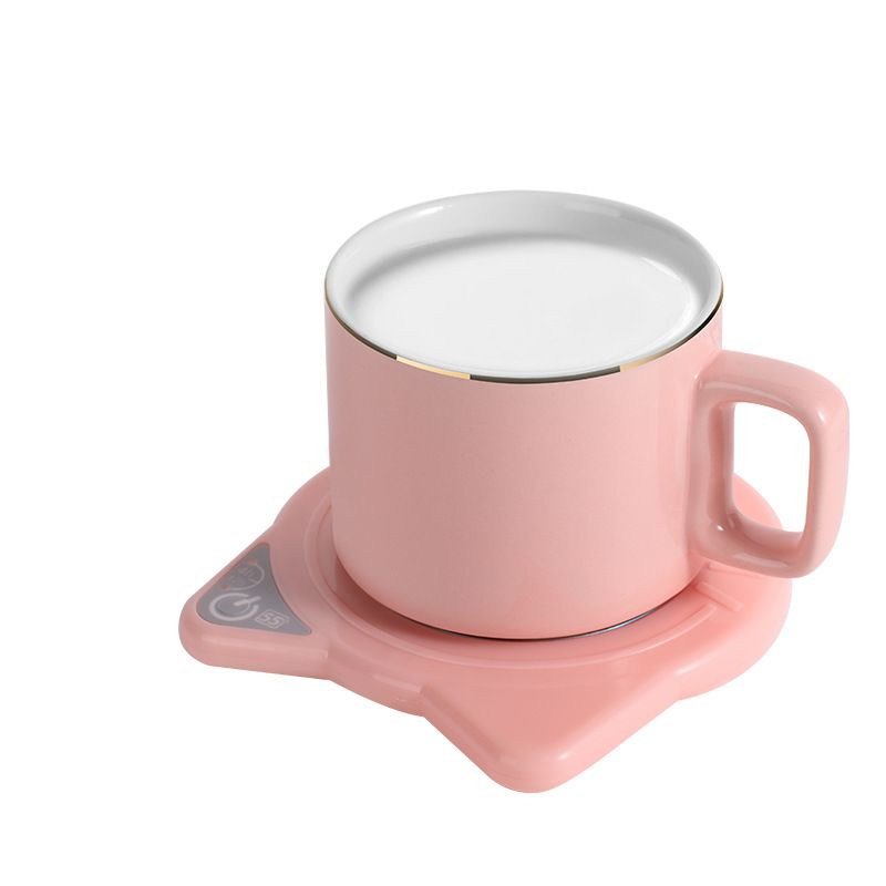 Coaster de gato rosa + conjunto de copo