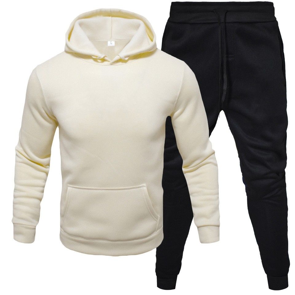 Hoodie kaki + pantalon noir