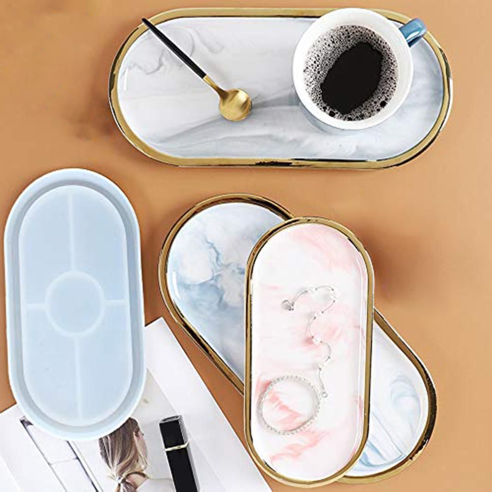 4Pcs hágalo usted mismo Molde de los sostenedores de taza de té Bandeja de resina artesanal Molde 