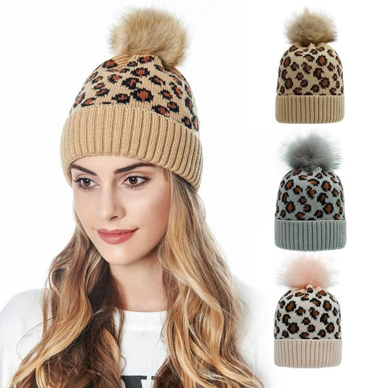 DOCILA Winter Beanie Hats for Womens Slouchy Leopard Animal Knit Skull Cap  Vintage Cheetah Print Head Cover
