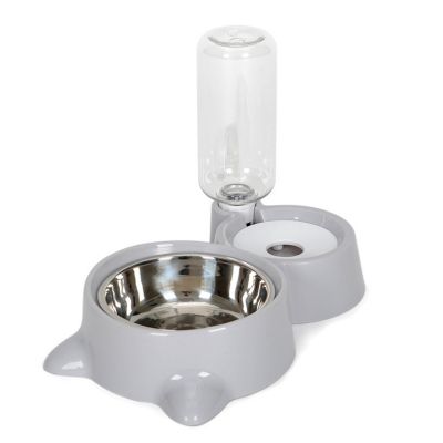Fat Cat Gray-Feeder And Waterer