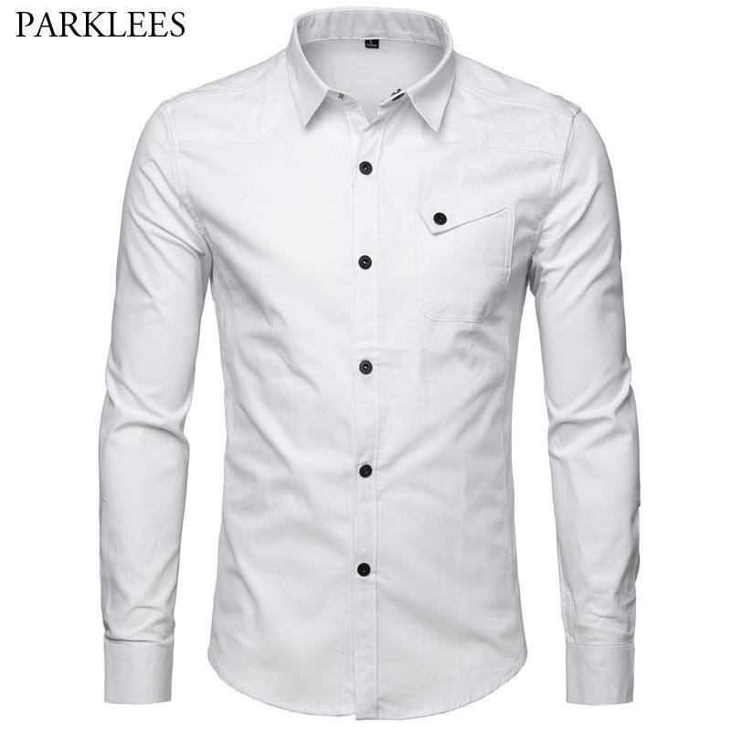 Compra Camisa Blanca Para Hombre 100% Algodón Hombres De Negocios Camisas  Camisas Nueva Marca Botón Arriba Hombres Manga Larga Casual Slim Fit  Chemise Homme 5xl Barato | Entrega Rápida Y Calidad | Es.Dhgate