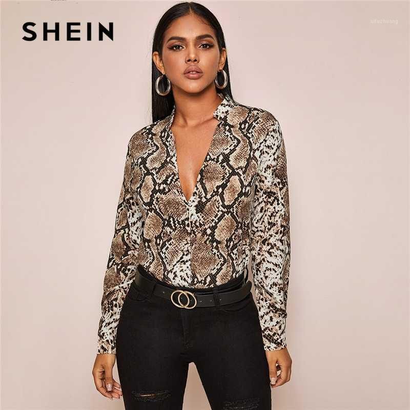 Compra Blusas De Mujer Camisas SheIn Multicolor Notch Cuello Serpiente Piel  De Piel Blusa Baja Blusa Mujeres Primavera Manga Larga Elegantes Tops Y  Blusas Barato | Entrega Rápida Y Calidad | Es.Dhgate