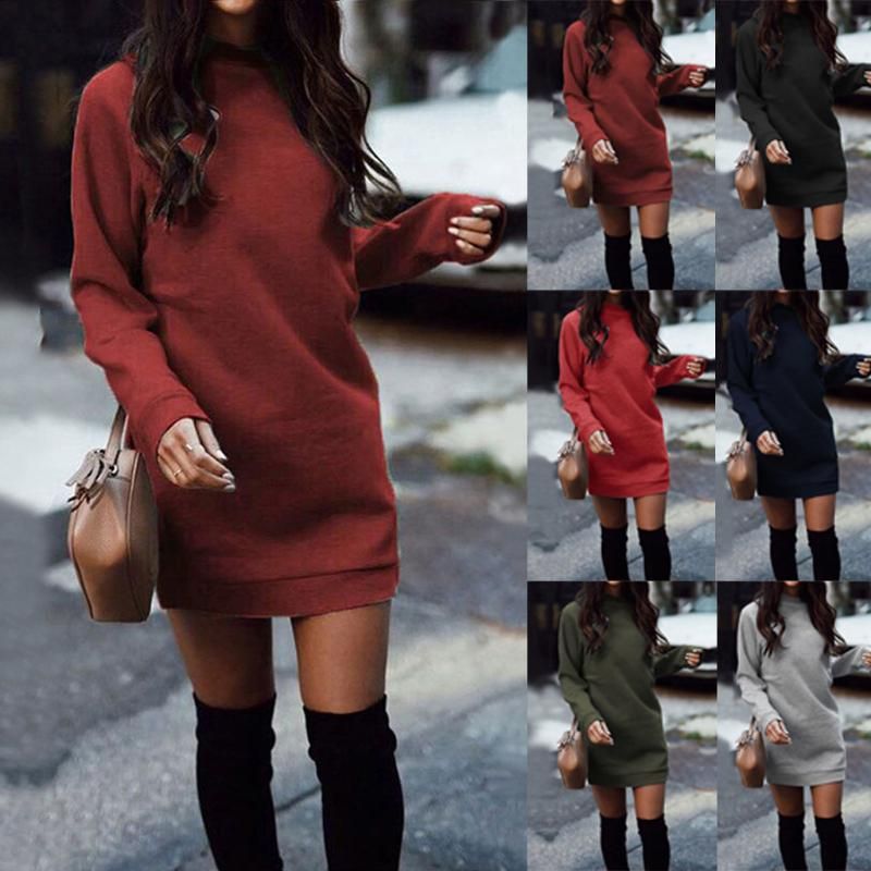 Vestidos casuales mujeres invierno holgado suéter jumper mini vestido largo jersey mujer ropa moda