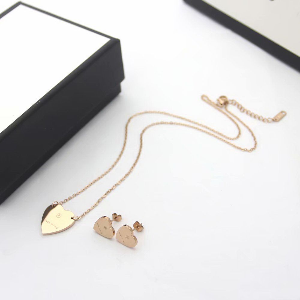 1Sets/Rose gold(Earrings+Necklace)