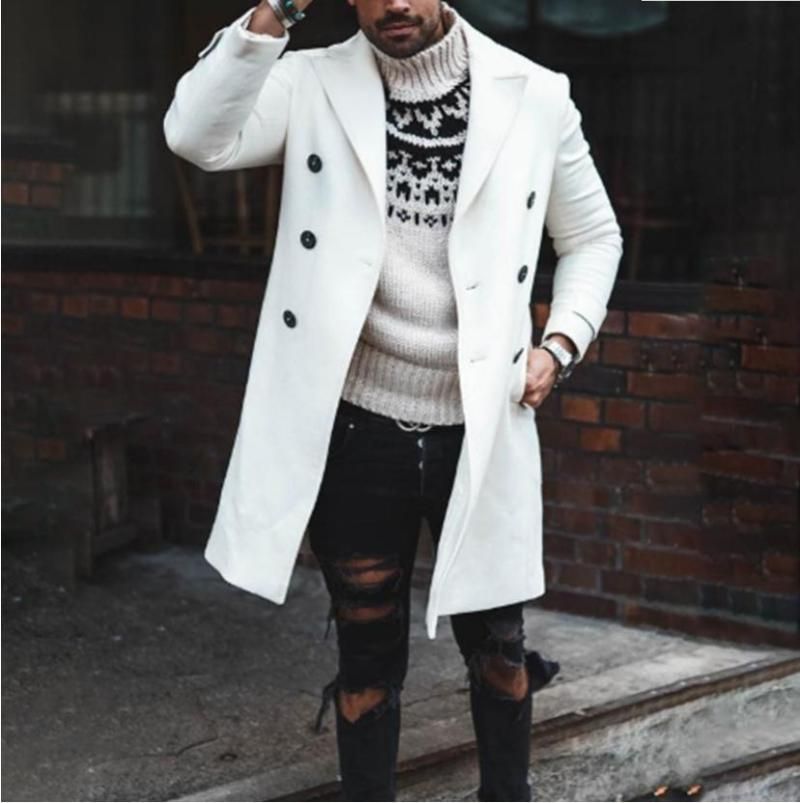 Compre Abrigos De La Zanja Para Hombres Doble Breasted Largo Abrigo De  Invierno Para Hombres Blancos Abrigos De Gran Tamaño Moda De Gran Tamaño  Caballeros Chaquetas De Moda De Moda Slim A