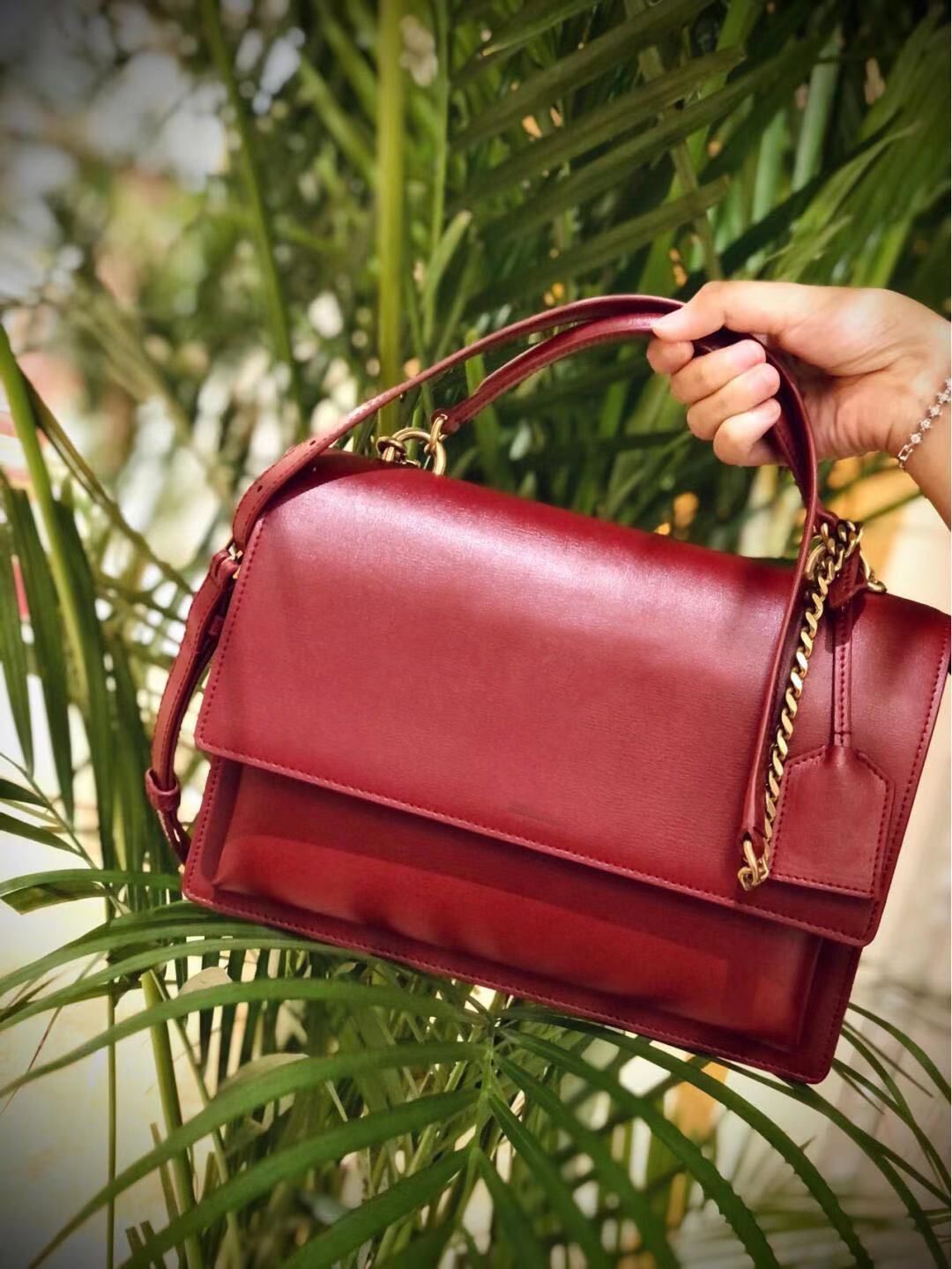 Sunset Medium Leather Shoulder Bag With Top Handle Supple Leather Beige ...