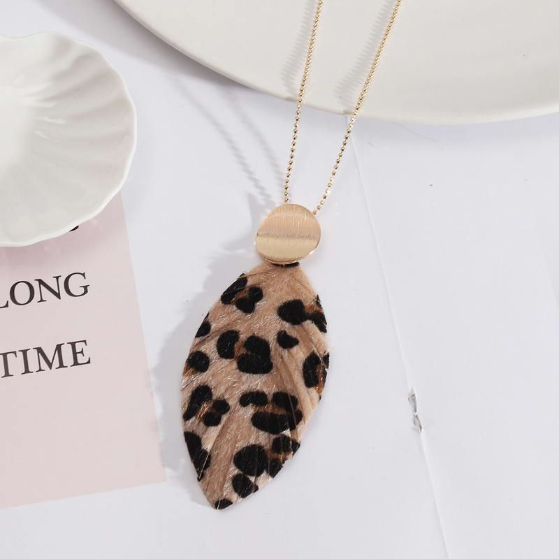 Za Vintage Metal Leopardo Acrílico Cadena Larga Colgante De Za Vintage Metal Leopardo Acrílico Cadena Larga Colgante De