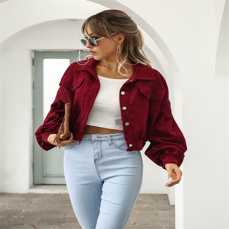 Woman Casual Corduroy Jackets Spring 
