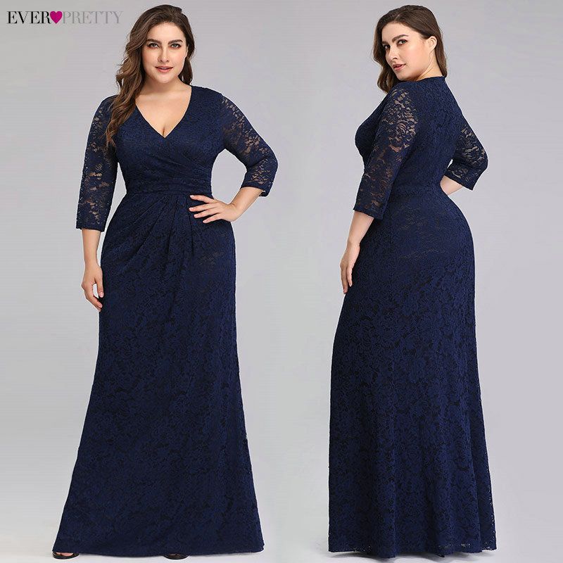 Compra Tallas Grandes De Encaje Mermaid Vestidos Largos De Fiesta Largos  EME07682NB Cuello En V 3/4 Manga Elegante Mujeres Elegantes Vestidos De  Fiesta Vestidos De Gala 201114 Barato | Entrega Rápida Y