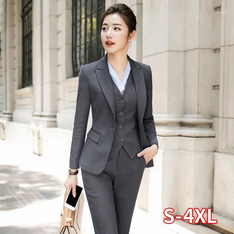 traje oficina señora trabajo uniforme negocio formal pantalón trajes blazer pantalones negro casual