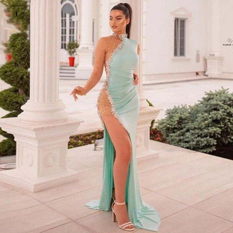 Illusion Sexy Prom Dresses Dubai Long 