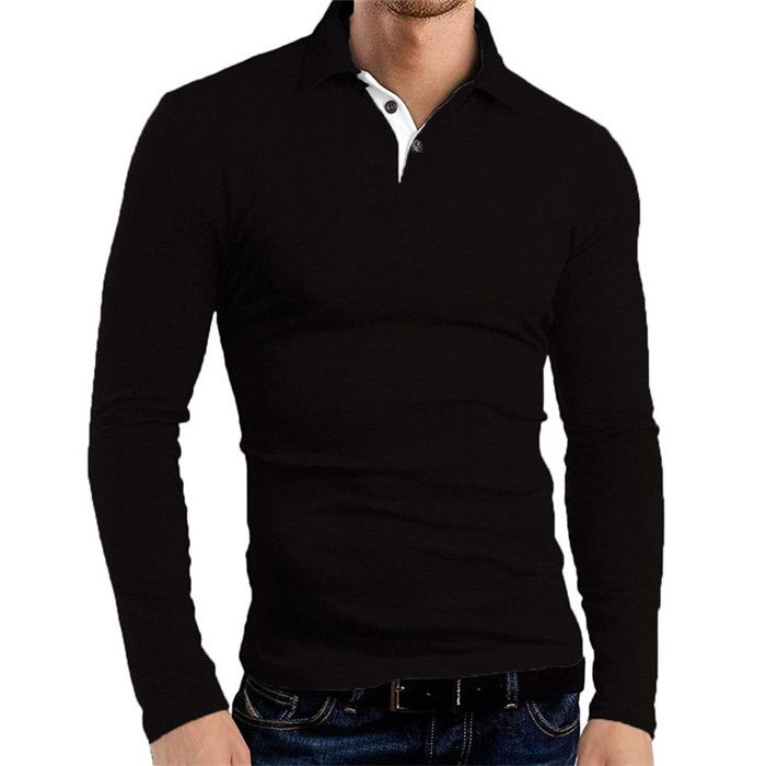 Compra Talla Grande Hombres Polos Color Sólido Manga Larga Cuello De Solapa  Cuello De La Soldadura Hombre De La Primavera Otoño Fall Fashion Slim Golf  Men T Shirts Barato | Entrega Rápida