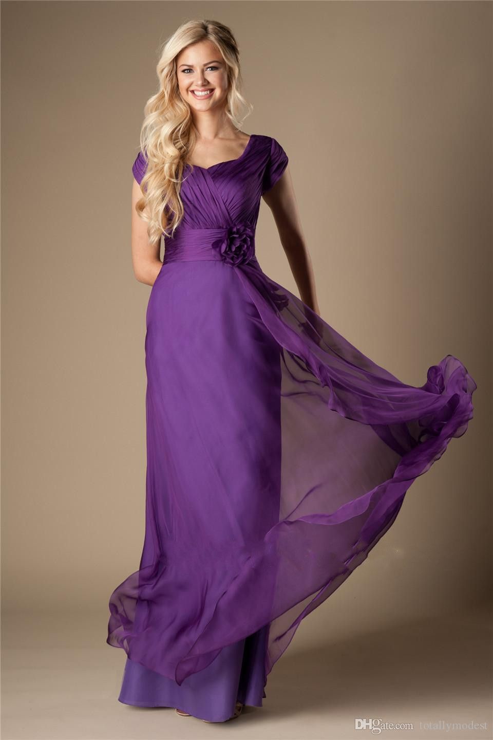 Modest Eggplant Bridesmaid Dresses