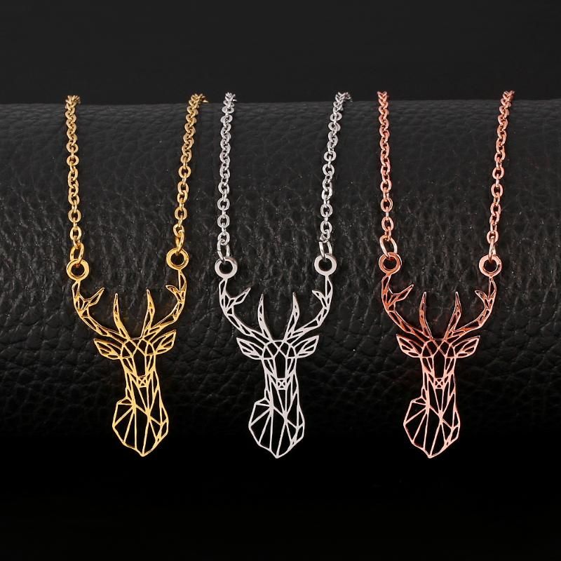 Useful Deer Origami Antler Pendants Chain Necklace Animal Charm Women Jewelry Useful Deer Origami Antler Pendants Chain Necklace Animal Charm Women Jewelry