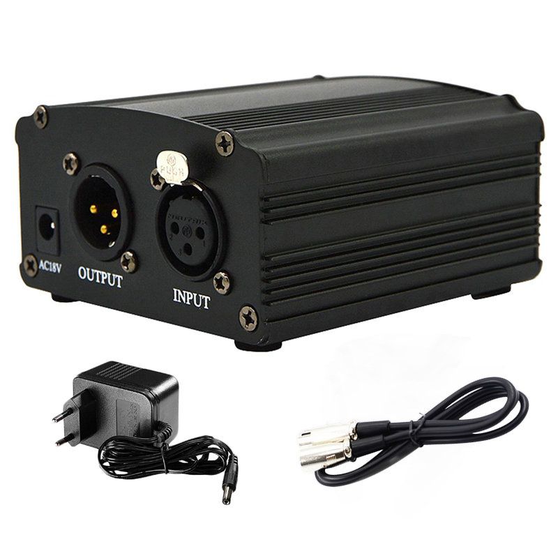 48V Phantom Power Supply AC220V EU Adaptor For Any Condenser Microphone