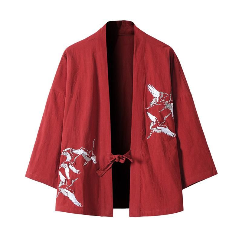 Men S Jackets Cchinese Style Cardigan Jacket Summer Linen Cotton Coat Japanese Kimono 21 Embroidery Streetwear Windbreaker Clothes 5xl