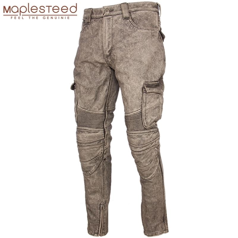 Acquistare Pantaloni In Pelle Moto Uomo In Pelle Pantaloni In Pelle Spessa  100% Bovina Vintage Grigio Marrone Nero Maschi Moto Moto Pantaloni Inverno  4xl M216 201222 Economico | Consegna Veloce E Qualità | It.Dhgate