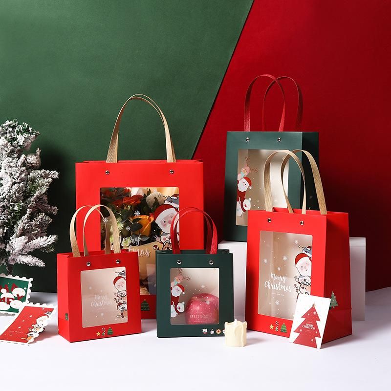 bolsas de regalo para Navidad,feliz fiesta de Navidad paquete de regalo para dulces Bolsas de regalo con cordón para Navidad A diseño de renos rojos de Navidad 50 unidades 