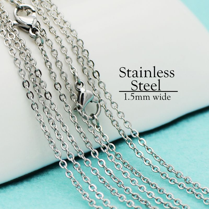 Stainless Steel Necklace Men / Women Oval Link Chain Necklace 