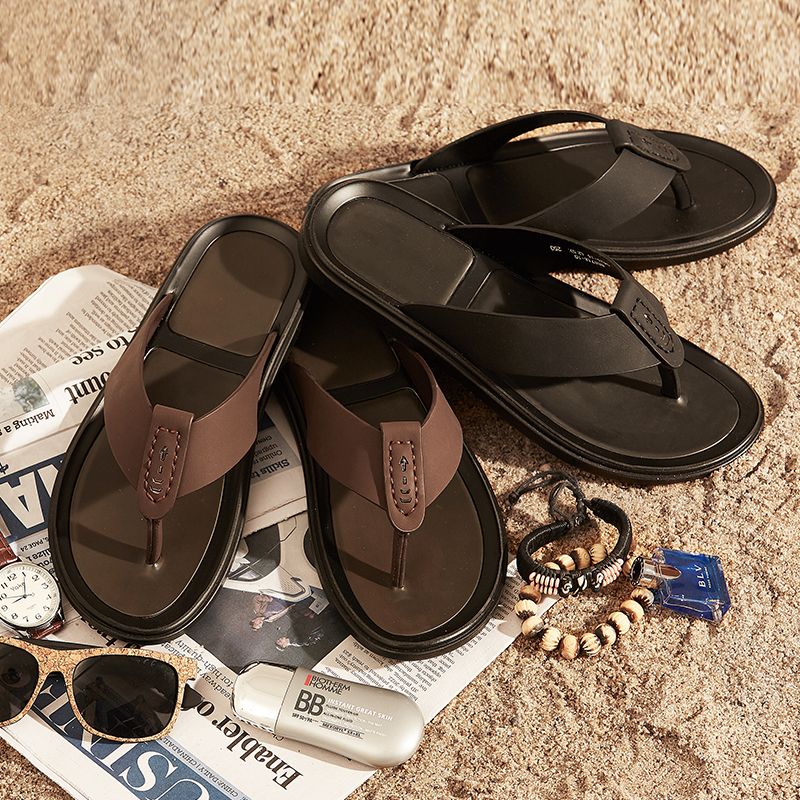 Hot Summer Flip Flops Fashion Mens Leathers Sandals Black