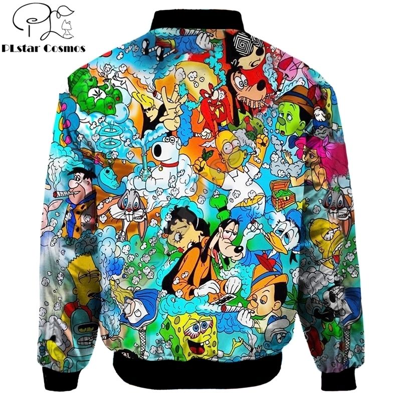 Fashion Men's bomber jackets stoned toons 90s Cartoon Character Printed 3d Zipper Long Sleeve Pullover Unisex Streetwear 201114 Fashion Men's bomber jackets stoned toons 90s Cartoon Character Printed 3d Zipper Long Sleeve Pullover Unisex Streetwear 201114
