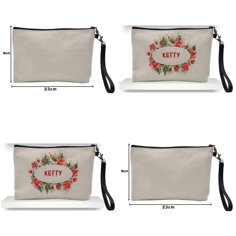 2021 Heat Transfer Sublimation Blanks Bag Square Flax Thickening Zipper