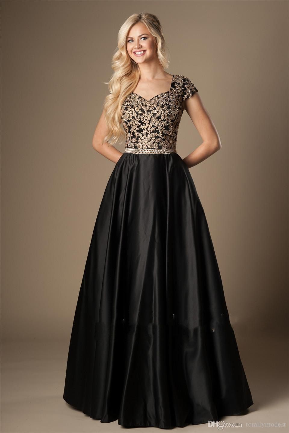 black and gold long evening dress